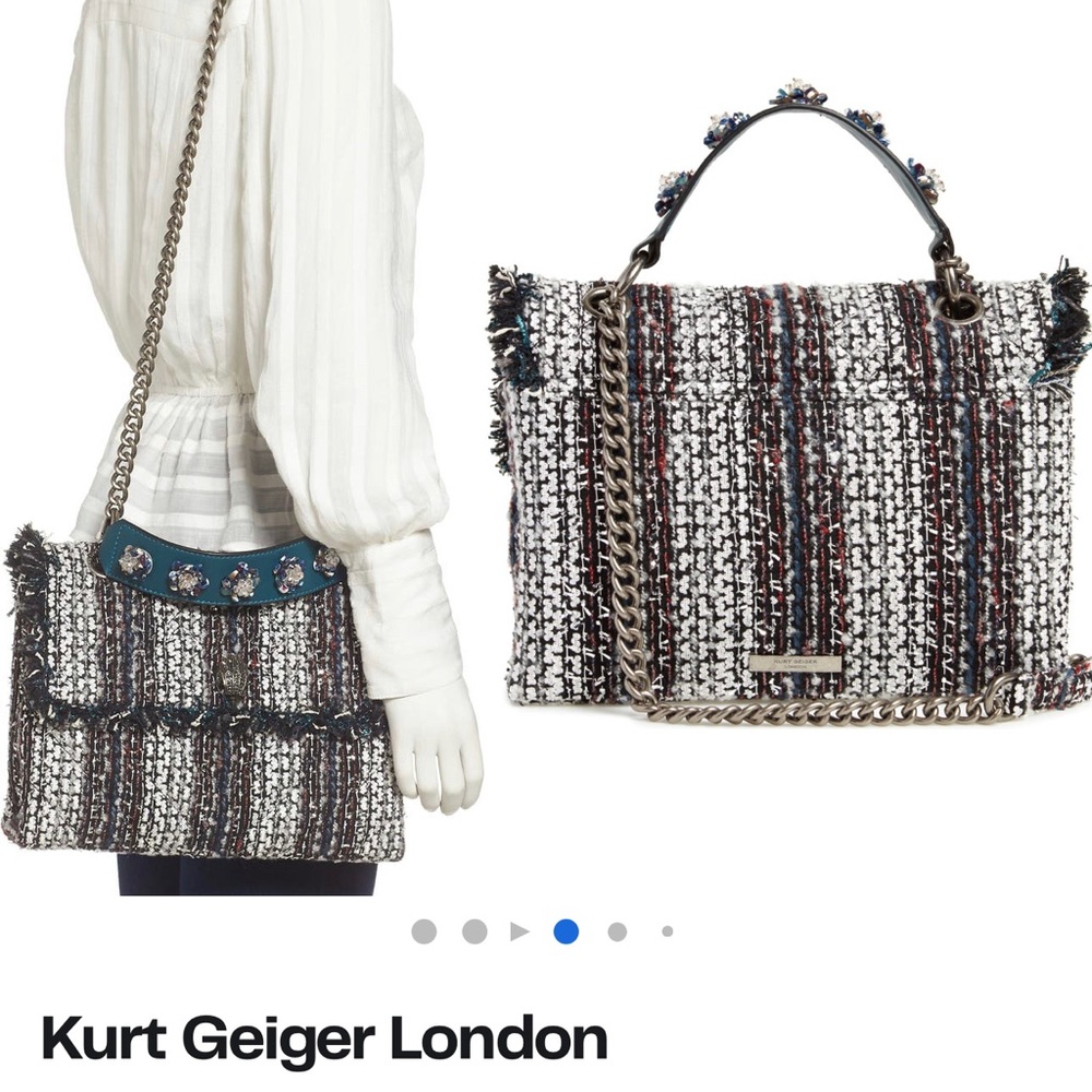 NWT Kurt Geiger Large Kensington Tweed Bag - Picture 2 of 6